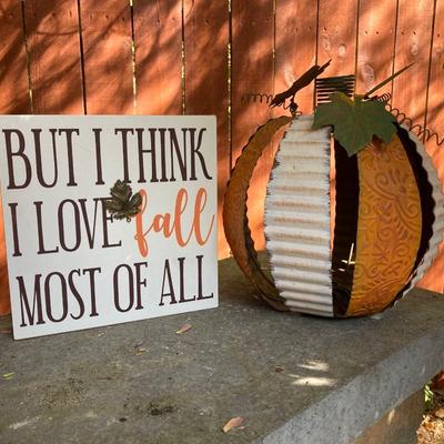 LOT 123: Assortment of Fall Decor Including Signs, Pumpkin Shaped Decorations and More