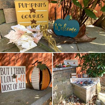 LOT 123: Assortment of Fall Decor Including Signs, Pumpkin Shaped Decorations and More