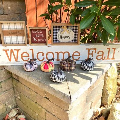 LOT 123: Assortment of Fall Decor Including Signs, Pumpkin Shaped Decorations and More