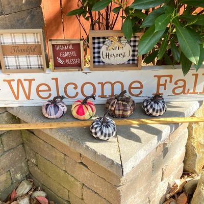 LOT 123: Assortment of Fall Decor Including Signs, Pumpkin Shaped Decorations and More