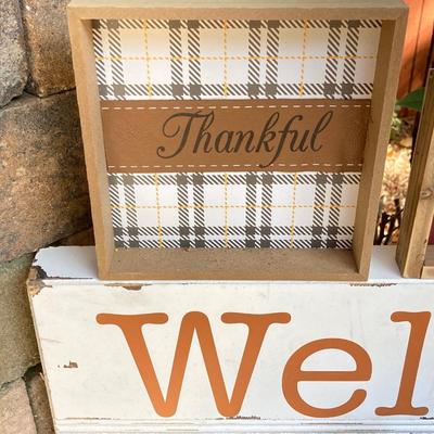 LOT 123: Assortment of Fall Decor Including Signs, Pumpkin Shaped Decorations and More