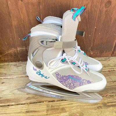 LOT 126: Nok Champion Hockey by Carrom Wooden Board, Bladerunner Adult Ice Skates, Children's Ice Skates / Adidas Shin Guards and...
