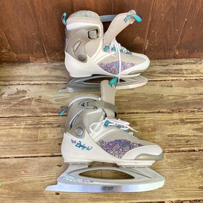 LOT 126: Nok Champion Hockey by Carrom Wooden Board, Bladerunner Adult Ice Skates, Children's Ice Skates / Adidas Shin Guards and...