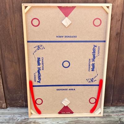 LOT 126: Nok Champion Hockey by Carrom Wooden Board, Bladerunner Adult Ice Skates, Children's Ice Skates / Adidas Shin Guards and...