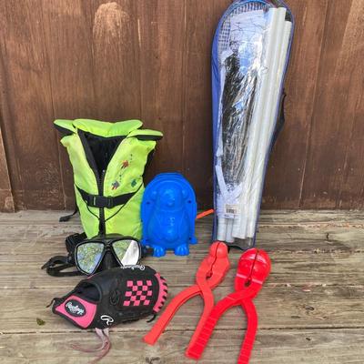 LOT 127: Let's Go Outside to Play - Children's Play Gear - LL Bean Life Jacket, Rawlings Baseball Glove, Fishing Rod with...