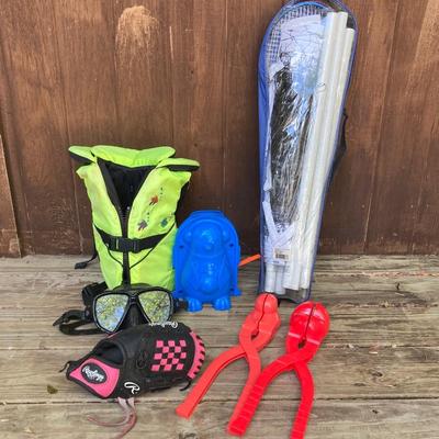 LOT 127: Let's Go Outside to Play - Children's Play Gear - LL Bean Life Jacket, Rawlings Baseball Glove, Fishing Rod with...