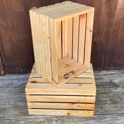 LOT 130: Collection of Wooden Crates - Six Painted and Stained Storage / Home Decor Crates