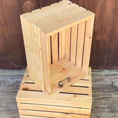 LOT 130: Collection of Wooden Crates - Six Painted and Stained Storage / Home Decor Crates