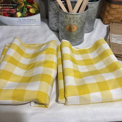 LOT 136: Kitchen Collection Featuring Longaberger Basket, Crate & Barrel and Food Network Utensils,(40) Burlap Flatware Holders,...
