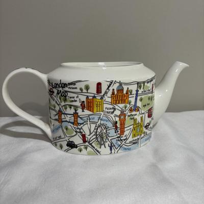 LOT 137: Reed & Barton Tea Pot and Willam Roger Service Set, Assorted Novelty Teapots,Cups and Saucers, Formica Tray, and More