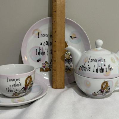 LOT 137: Reed & Barton Tea Pot and Willam Roger Service Set, Assorted Novelty Teapots,Cups and Saucers, Formica Tray, and More