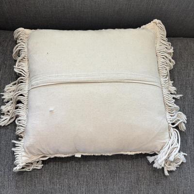 LOT 138: Pottery Barn Throw Blanket, and Decorative Macrame Pillows