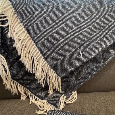 LOT 138: Pottery Barn Throw Blanket, and Decorative Macrame Pillows