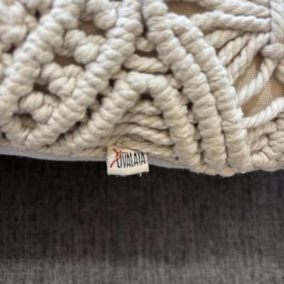 LOT 138: Pottery Barn Throw Blanket, and Decorative Macrame Pillows