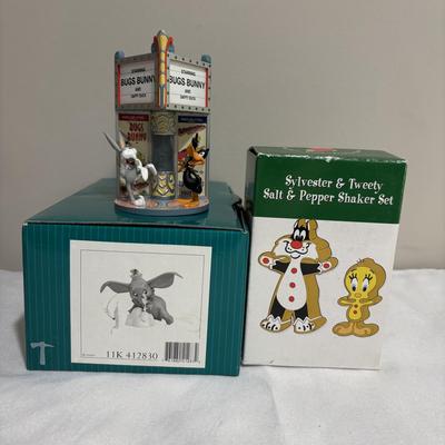 LOT 142: Walt Disney Classic Collection Dumbo “When I See Elephant Fly” Ornament with COA and Original Box, Looney Tunes Sylvester &...
