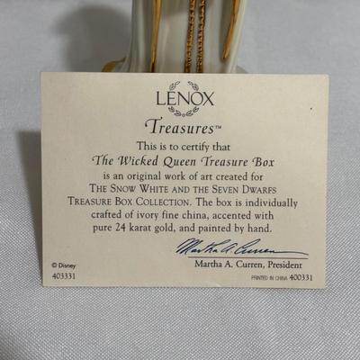 LOT 144: Disney Snow White and the Seven Dwarfs Collection Trinket /Treasure Boxes - The Evil Queen with COA, Grumpy and Doc with Golden...