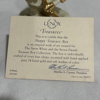 LOT 145: Disney Snow White and the Seven Dwarfs Collection Trinket /Treasure Boxes, Happy with COA, Sleep and Hag/Witch, All have Golden...