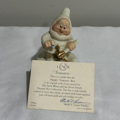 LOT 145: Disney Snow White and the Seven Dwarfs Collection Trinket /Treasure Boxes, Happy with COA, Sleep and Hag/Witch, All have Golden...