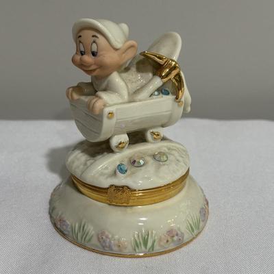 LOT 146: Disney Snow White and the Seven Dwarfs Collection Trinket /Treasure Boxes Prince Charming with COA, Dopey and Sleepy all with a...
