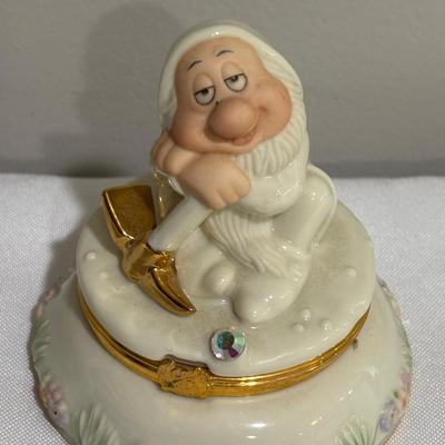 LOT 146: Disney Snow White and the Seven Dwarfs Collection Trinket /Treasure Boxes Prince Charming with COA, Dopey and Sleepy all with a...