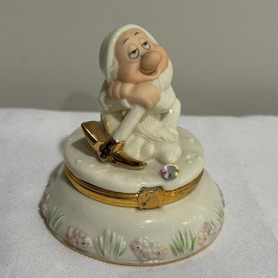 LOT 146: Disney Snow White and the Seven Dwarfs Collection Trinket /Treasure Boxes Prince Charming with COA, Dopey and Sleepy all with a...