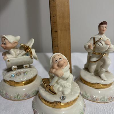 LOT 146: Disney Snow White and the Seven Dwarfs Collection Trinket /Treasure Boxes Prince Charming with COA, Dopey and Sleepy all with a...