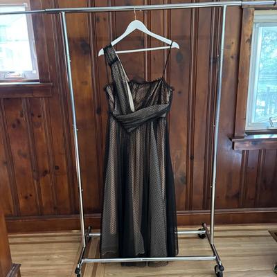 LOT 150: Anthropologie Black Tulle Dot Maxi Dress with Tag