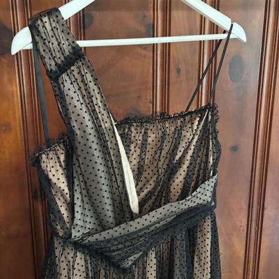 LOT 150: Anthropologie Black Tulle Dot Maxi Dress with Tag