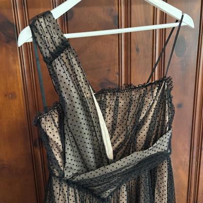 LOT 150: Anthropologie Black Tulle Dot Maxi Dress with Tag