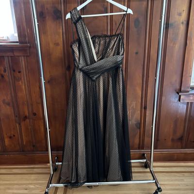 LOT 150: Anthropologie Black Tulle Dot Maxi Dress with Tag