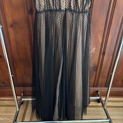 LOT 150: Anthropologie Black Tulle Dot Maxi Dress with Tag