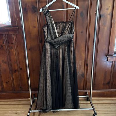 LOT 150: Anthropologie Black Tulle Dot Maxi Dress with Tag