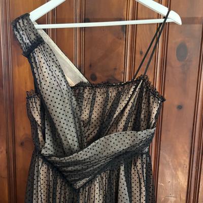 LOT 150: Anthropologie Black Tulle Dot Maxi Dress with Tag
