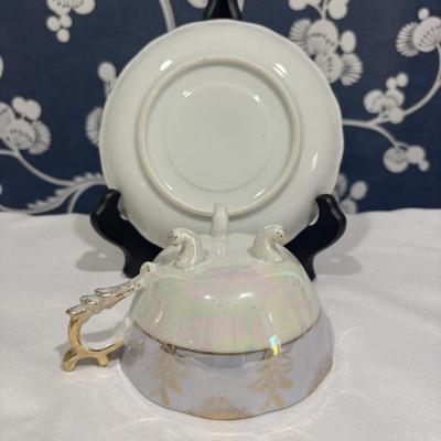 LOT 153: Time for Tea! KPM Porcelain Pink Cup Saucers, Dessert Plates. Royal Daulton, Bavaria & More