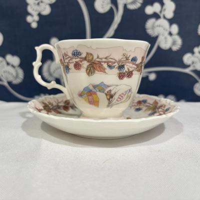 LOT 153: Time for Tea! KPM Porcelain Pink Cup Saucers, Dessert Plates. Royal Daulton, Bavaria & More