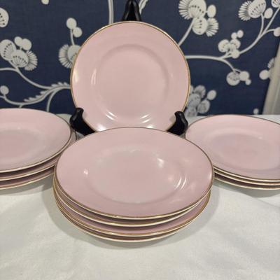 LOT 153: Time for Tea! KPM Porcelain Pink Cup Saucers, Dessert Plates. Royal Daulton, Bavaria & More