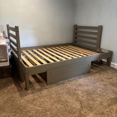 LOT 161: Gray Platform Beds Full & Twin - Can be Made into Bunkbeds