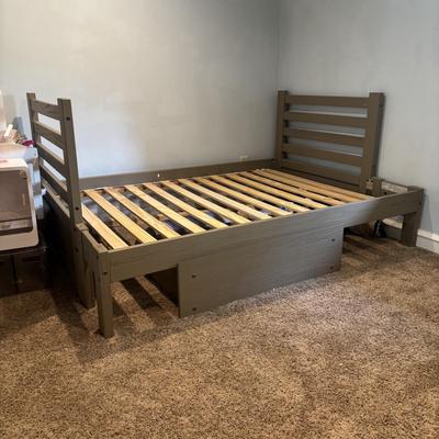 LOT 161: Gray Platform Beds Full & Twin - Can be Made into Bunkbeds