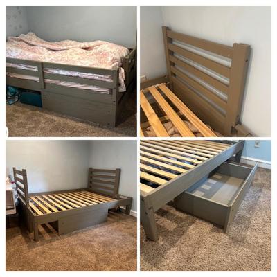 LOT 161: Gray Platform Beds Full & Twin - Can be Made into Bunkbeds