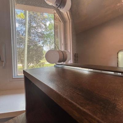 LOT 162: Rustic Vanity w/Press on Lights * Stool