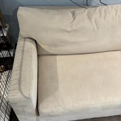 LOT 182: Crate & Barrel Oversized Chair/Loveseat w/Pullout Bed