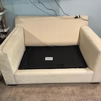 LOT 182: Crate & Barrel Oversized Chair/Loveseat w/Pullout Bed