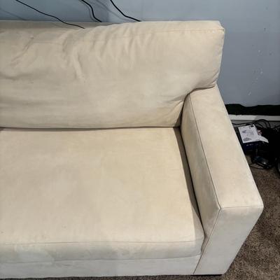 LOT 182: Crate & Barrel Oversized Chair/Loveseat w/Pullout Bed