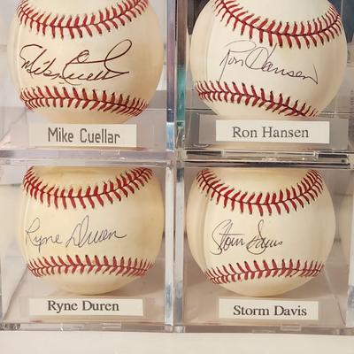 Lot of 4 OMLB Signed Autographed Baseballs Mike Cuellar Ron Hansen Ryne Duren, Storm Davis