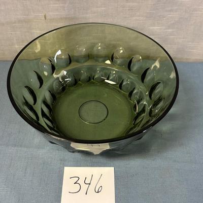 Vintage Thumbprint Green Glass Bowl