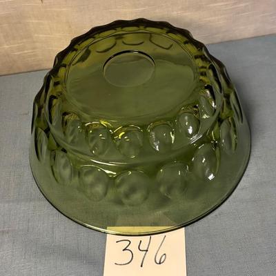 Vintage Thumbprint Green Glass Bowl