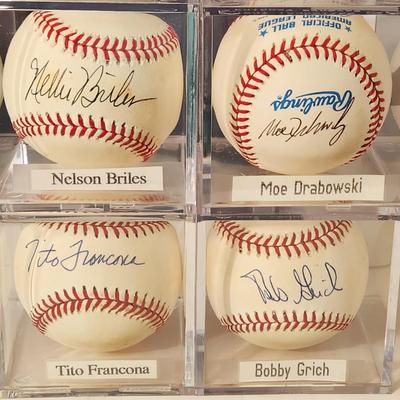 Lot of 4 OMLB Signed Autographed Baseballs Nelson Briles, Moe Drabowski, Tito Francona, Bobby Grich