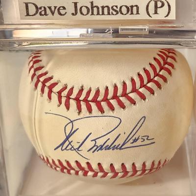 Lot of 4 OMLB Signed Autographed Baseballs Pitcher Dave Johnson, Billy Hunter,Mike Boddicker, Clay Dalrymple