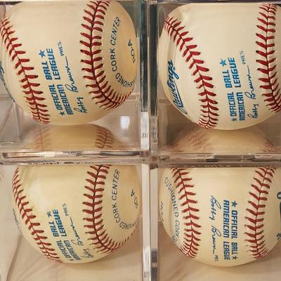 Lot of 4 OMLB Signed Autographed Baseballs Eddie Fisher Merv Rettenmund, Rene Gonzalez, Doug DeCinces