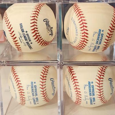Lot of 4 OMLB Signed Autographed Baseballs John Stevens, Jorge Julio, Brian Falkenburg, Ryan Minor